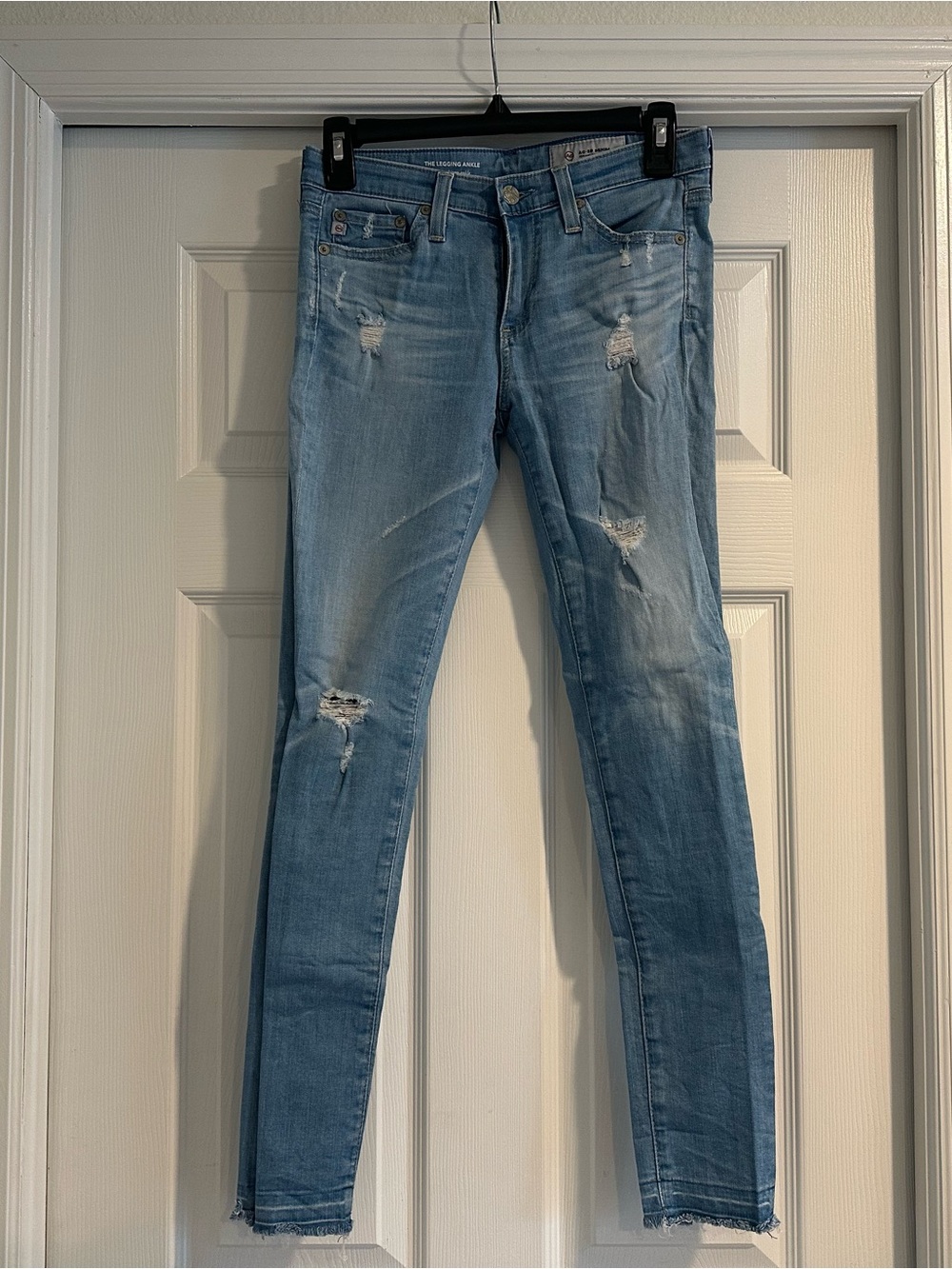 AG Adriano Goldschmied Light Blue Distressed Skinny Jeans